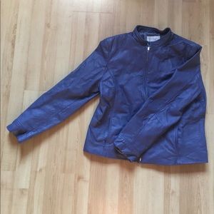 Blue genuine leather jacket